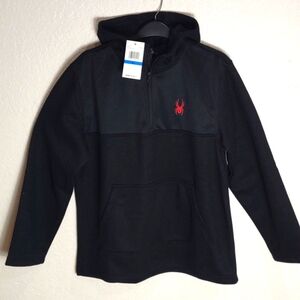 Spyder Black Hoodie with Red Logo